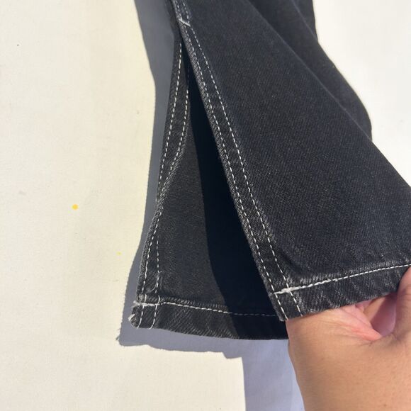 GANNI Sheldon Black Slit Hem Straight Leg Jeans Cotton Size 28 x32 Classic Denim - Picture 10 of 12